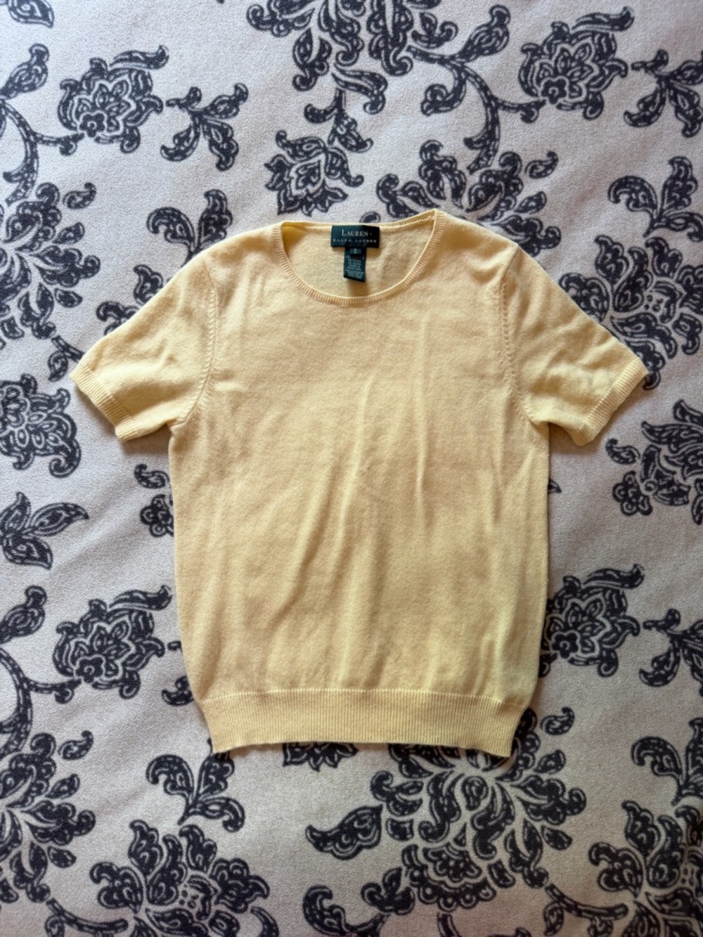 Ralph Lauren Pale Yellow Crewneck Short-Sleeve Sweater